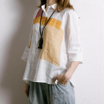 Simple Printed Comfortable Casual Linen Shirt
