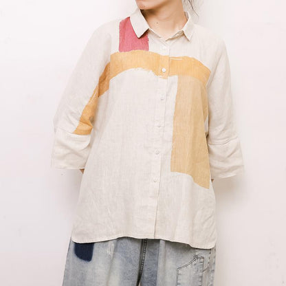 Simple Printed Comfortable Casual Linen Shirt