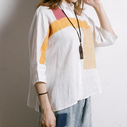 Simple Printed Comfortable Casual Linen Shirt