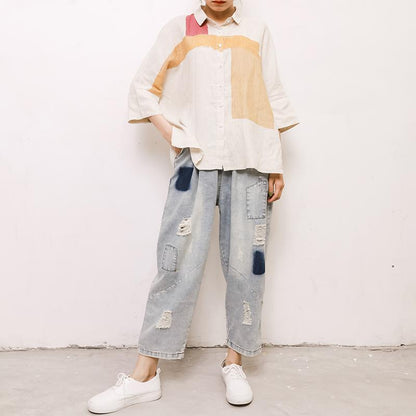 Simple Printed Comfortable Casual Linen Shirt