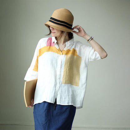 Simple Printed Comfortable Casual Linen Shirt