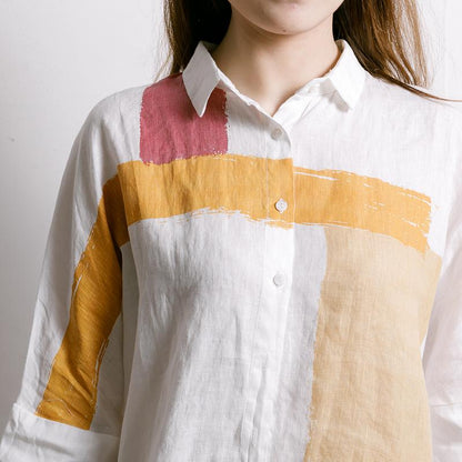 Simple Printed Comfortable Casual Linen Shirt