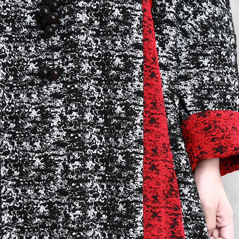 Simple Retro Red Spliced Black Long Sleeve Dress