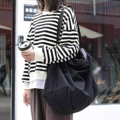 Simple Solid Color Canvas Shoulder Bag