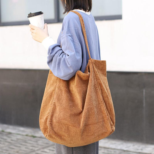 Simple Solid Color Corduroy Vintage Shoulder Bag