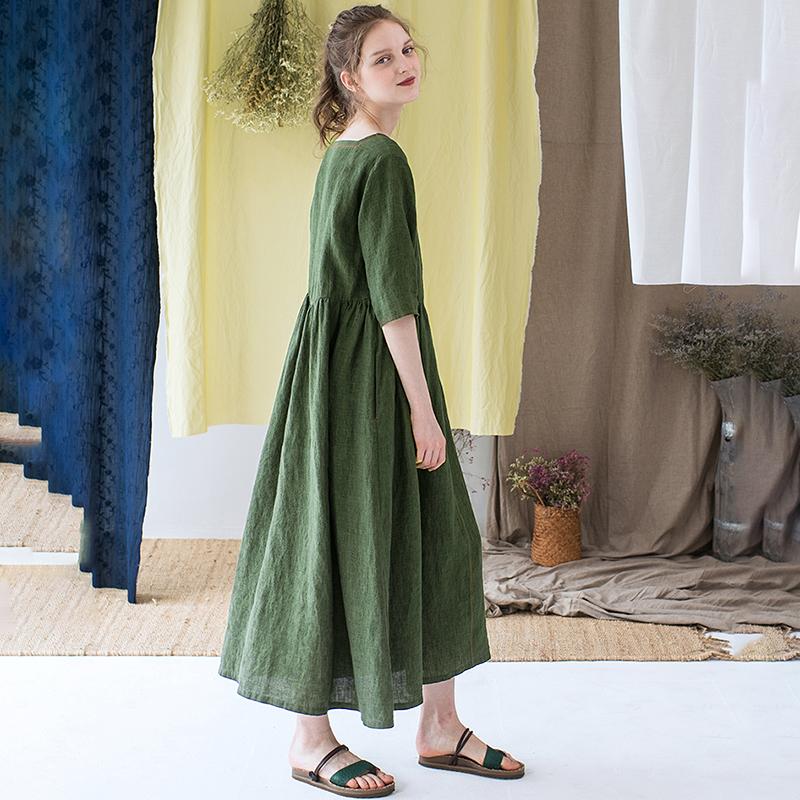 Simple Solid Color Square Collar Loose Dress