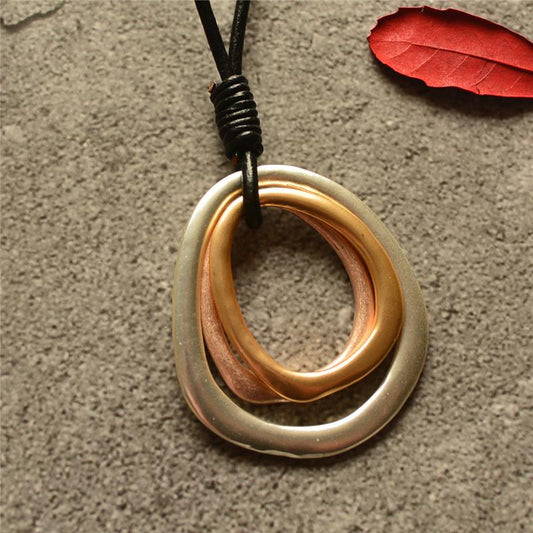 Simple Versatile Multilayer Irregular Geometric Circle Necklace