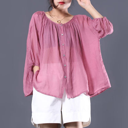 Single Breasted Casual Batwing Sleeve Blouse