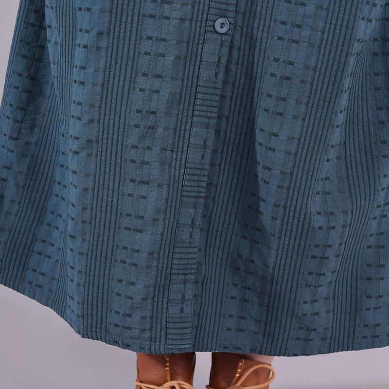 Buykud Single Breasted Embroidery Casual Loose Dress