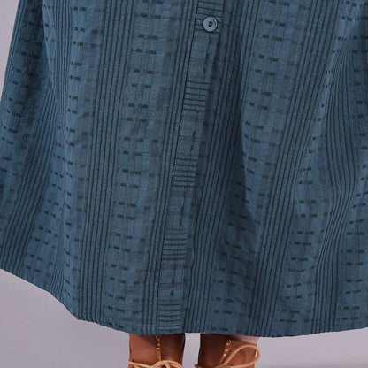 Buykud Single Breasted Embroidery Casual Loose Dress