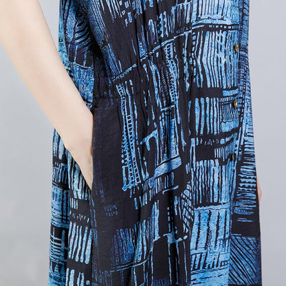 Single Breasted Pattern Printed Casual Dress