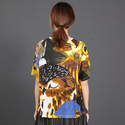 Single Breasted Printed Short Sleeve T-Shirt