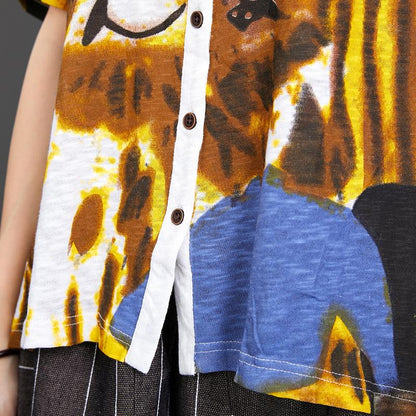 Single Breasted Printed Short Sleeve T-Shirt