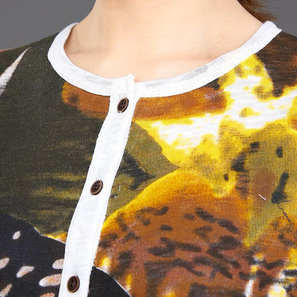 Single Breasted Printed Short Sleeve T-Shirt