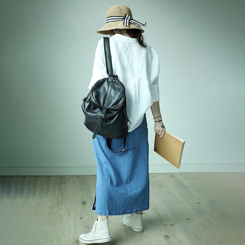 Single Breasted Printed Simple Linen T-Shirt