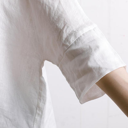 Single Breasted Printed Simple Linen T-Shirt