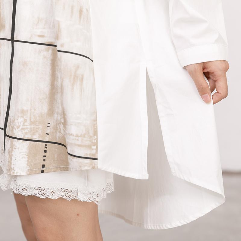 Single Breasted Printed Split Women Shirt