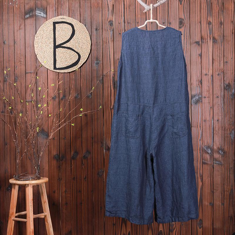 Single Breasted Solid Color Loose Jumpsuit