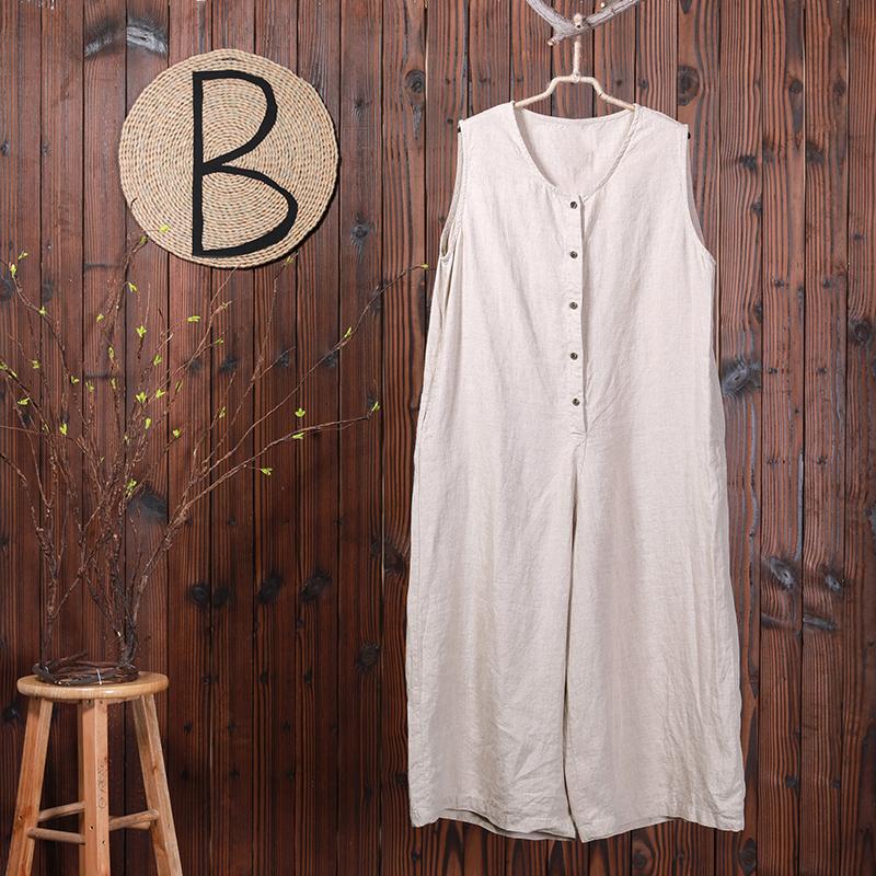 Single Breasted Solid Color Loose Jumpsuit