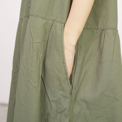 Sleeveless V-Neck Pure Color Loose Dress