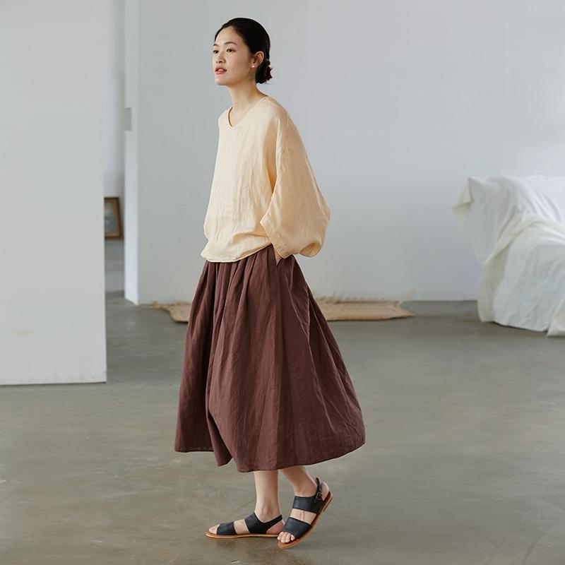 Soft Batwing Sleeve Gauzy Ramie T-Shirt