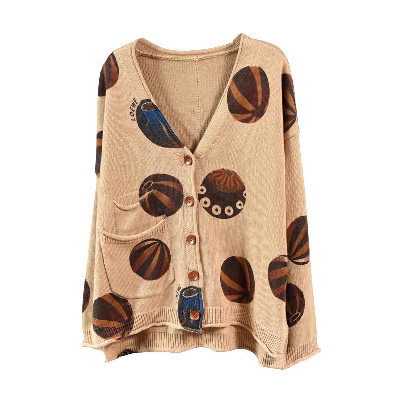 Soft Comfortable Printed Casual Knit Coat