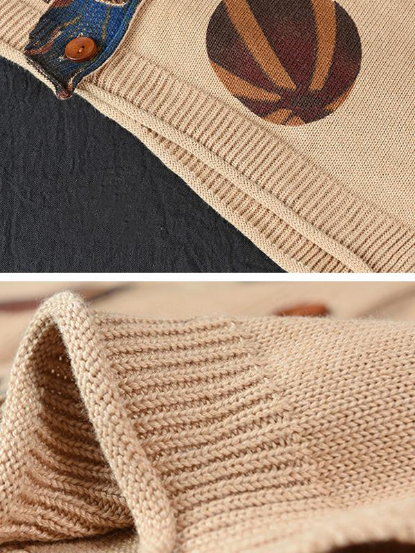 Soft Comfortable Printed Casual Knit Coat