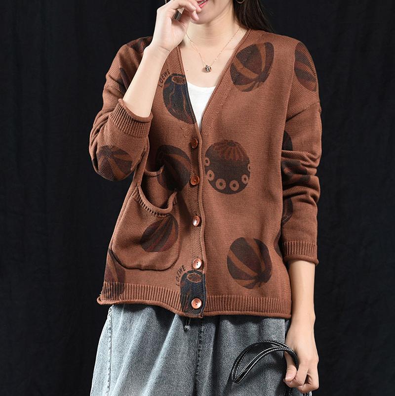 Soft Comfortable Printed Casual Knit Coat