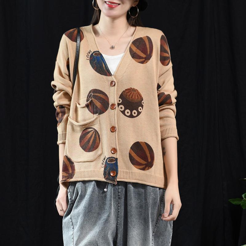 Soft Comfortable Printed Casual Knit Coat