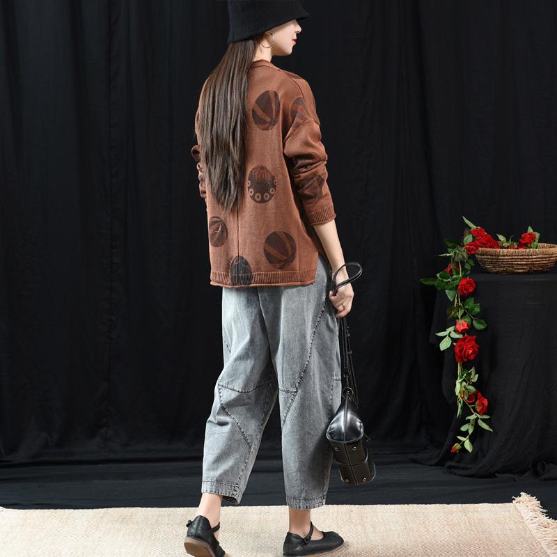 Soft Comfortable Printed Casual Knit Coat