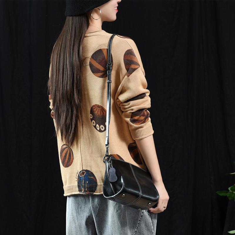 Soft Comfortable Printed Casual Knit Coat