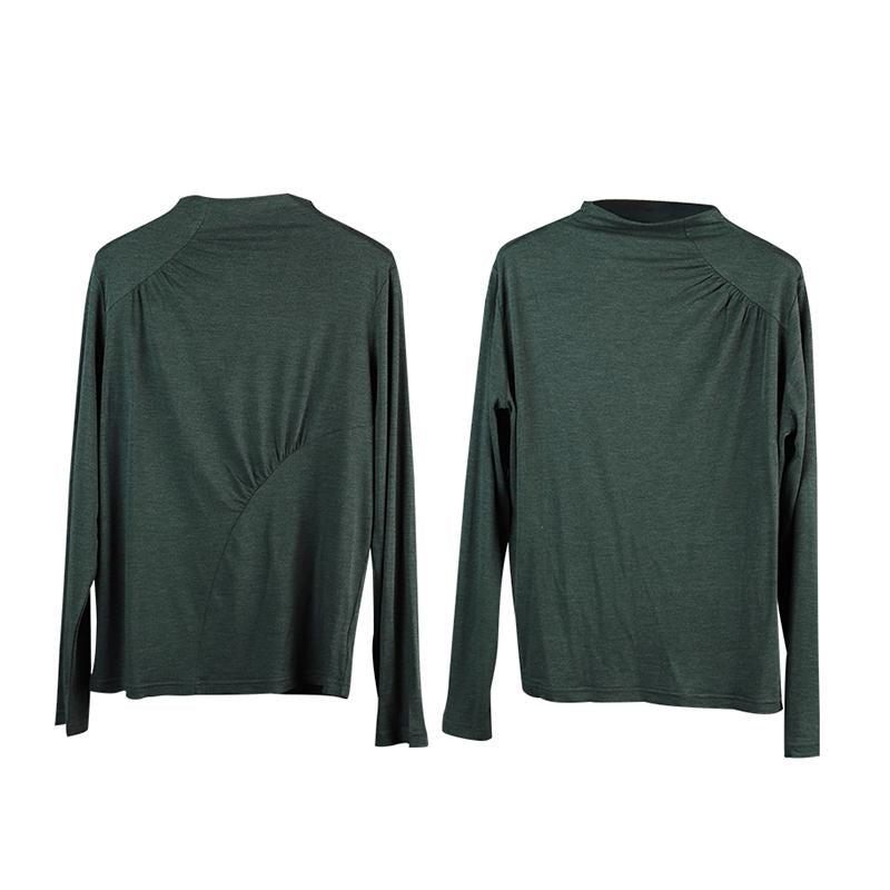 Soft Comfortable Pure Color Pleated Bottoming Shirt