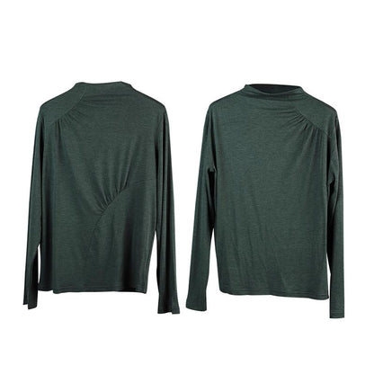 Soft Comfortable Pure Color Pleated Bottoming Shirt