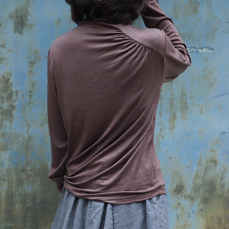 Soft Comfortable Pure Color Pleated Bottoming Shirt