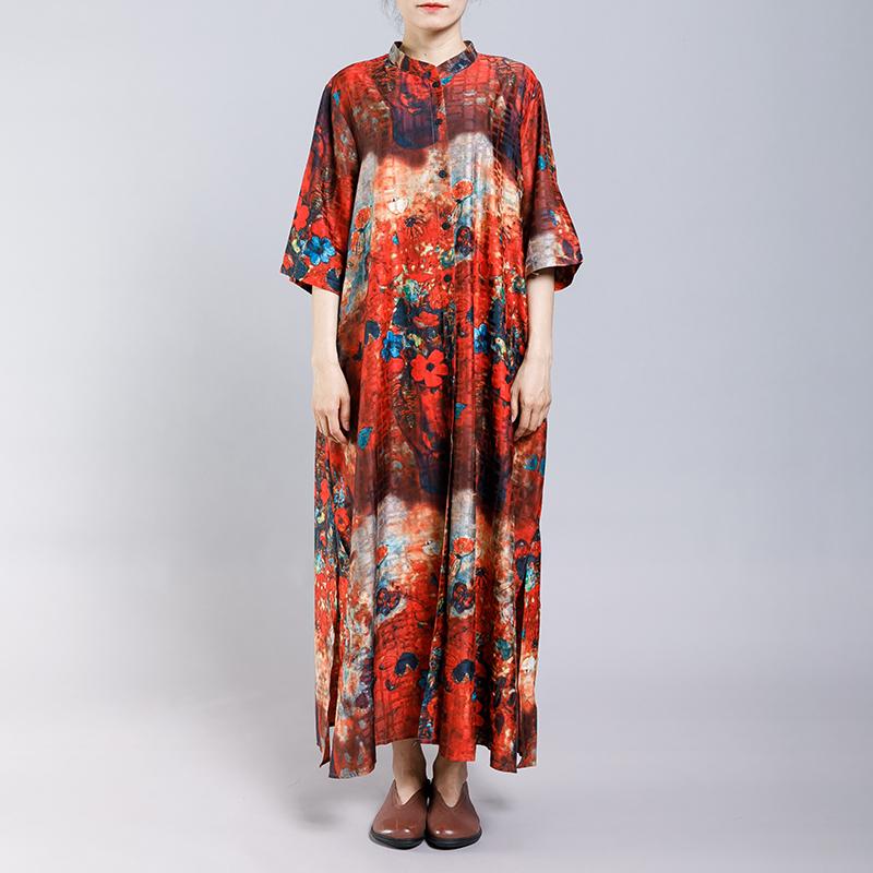 Soft Elegant Floral Printed Split Dress