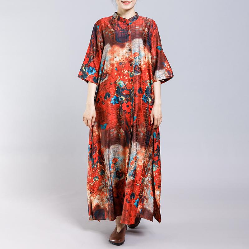 Soft Elegant Floral Printed Split Dress