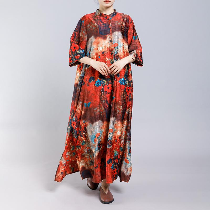 Soft Elegant Floral Printed Split Dress