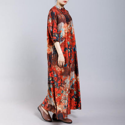 Soft Elegant Floral Printed Split Dress