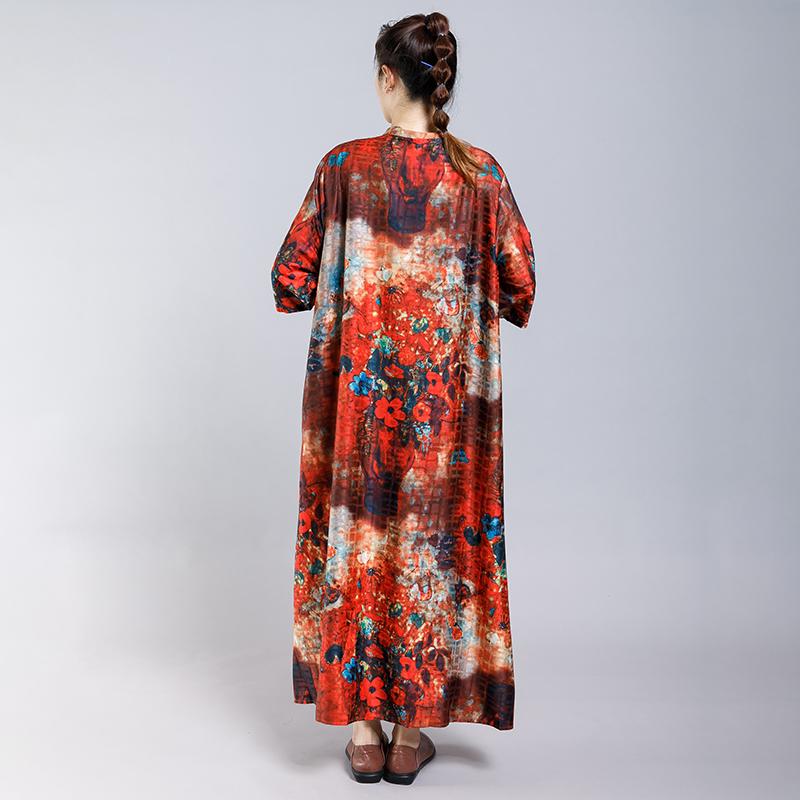 Soft Elegant Floral Printed Split Dress