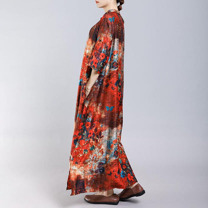 Soft Elegant Floral Printed Split Dress