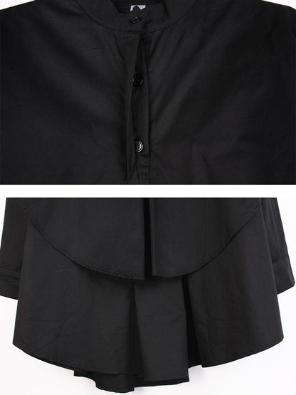 Solid Cascading Ruffle Plus Size Shirt