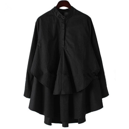 Solid Cascading Ruffle Plus Size Shirt