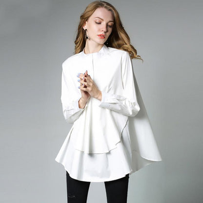 Solid Cascading Ruffle Plus Size Shirt