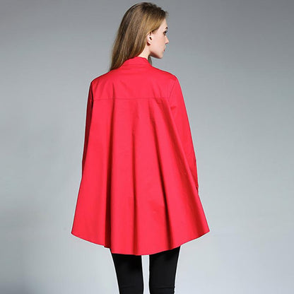 Solid Cascading Ruffle Plus Size Shirt