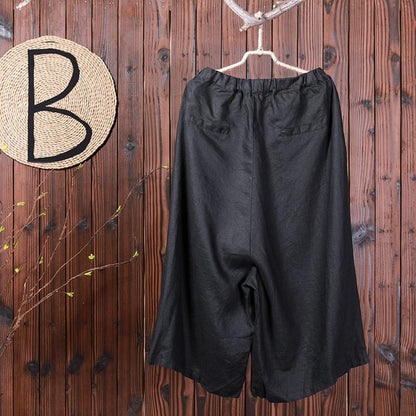 Solid Casual Cotton Wide Leg Pants