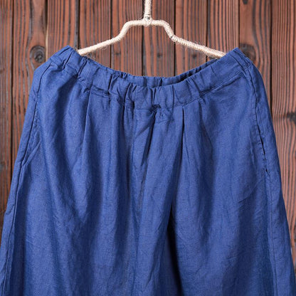 Solid Casual Cotton Wide Leg Pants