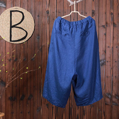 Solid Casual Cotton Wide Leg Pants