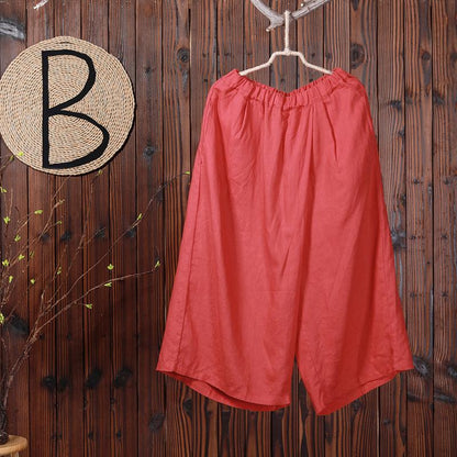 Solid Casual Cotton Wide Leg Pants