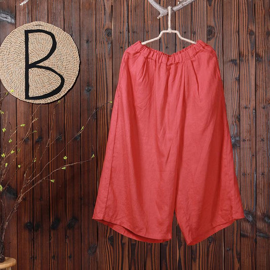 Solid Casual Cotton Wide Leg Pants