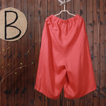 Solid Casual Cotton Wide Leg Pants